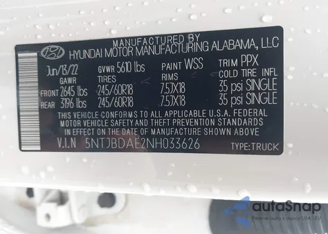 2022 Hyundai Santa Cruz Sel from USA, damaged, VIN 5NTJBDAE2NH033626